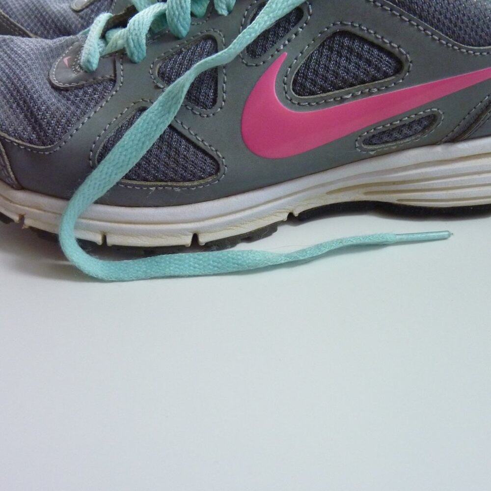 Nike Revolution Running Shoes Sneakers Size US 7.5 Gray Pink Blue - Picture 2 of 8
